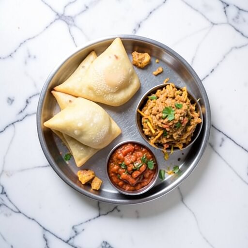 Street chaat platter with chutneys